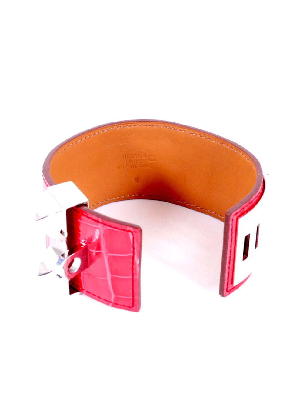 Manchette CDC Médor HERMES en crocodile coquelicot