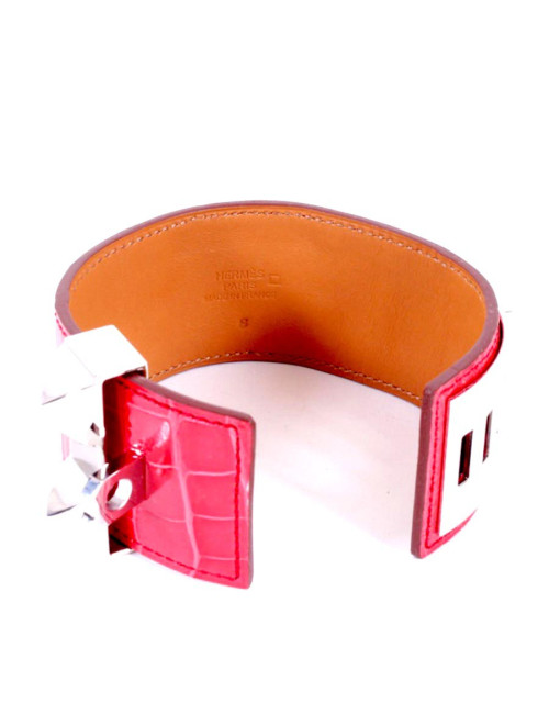 Manchette CDC Médor HERMES en crocodile coquelicot