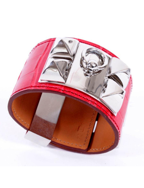 CDC Fido HERMES crocodile red poppy cufflinks