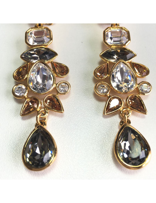 xxx Boucles d'oreille clips pendants YSL YVES SAINT LAURENT en métal doré