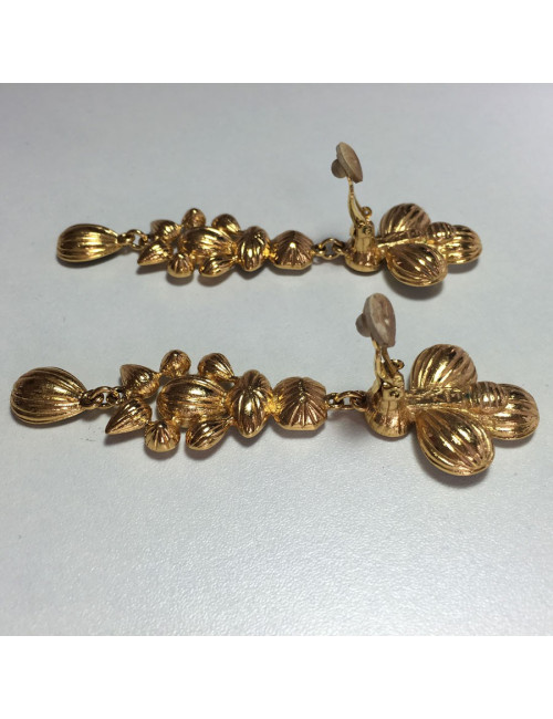 YSL YVES SAINT LAURENT dangling clips gold metal earrings