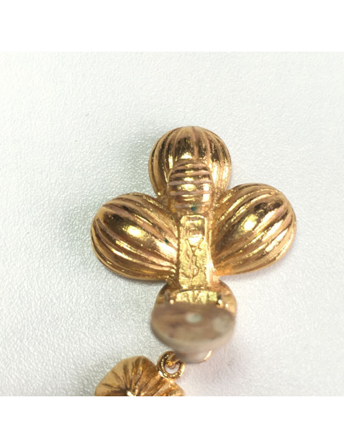 YSL YVES SAINT LAURENT dangling clips gold metal earrings