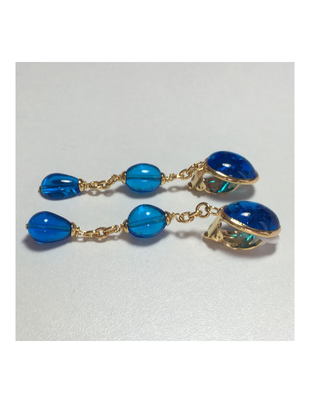 MARGUERITE de VALOIS blue molten glass clip-on earrings