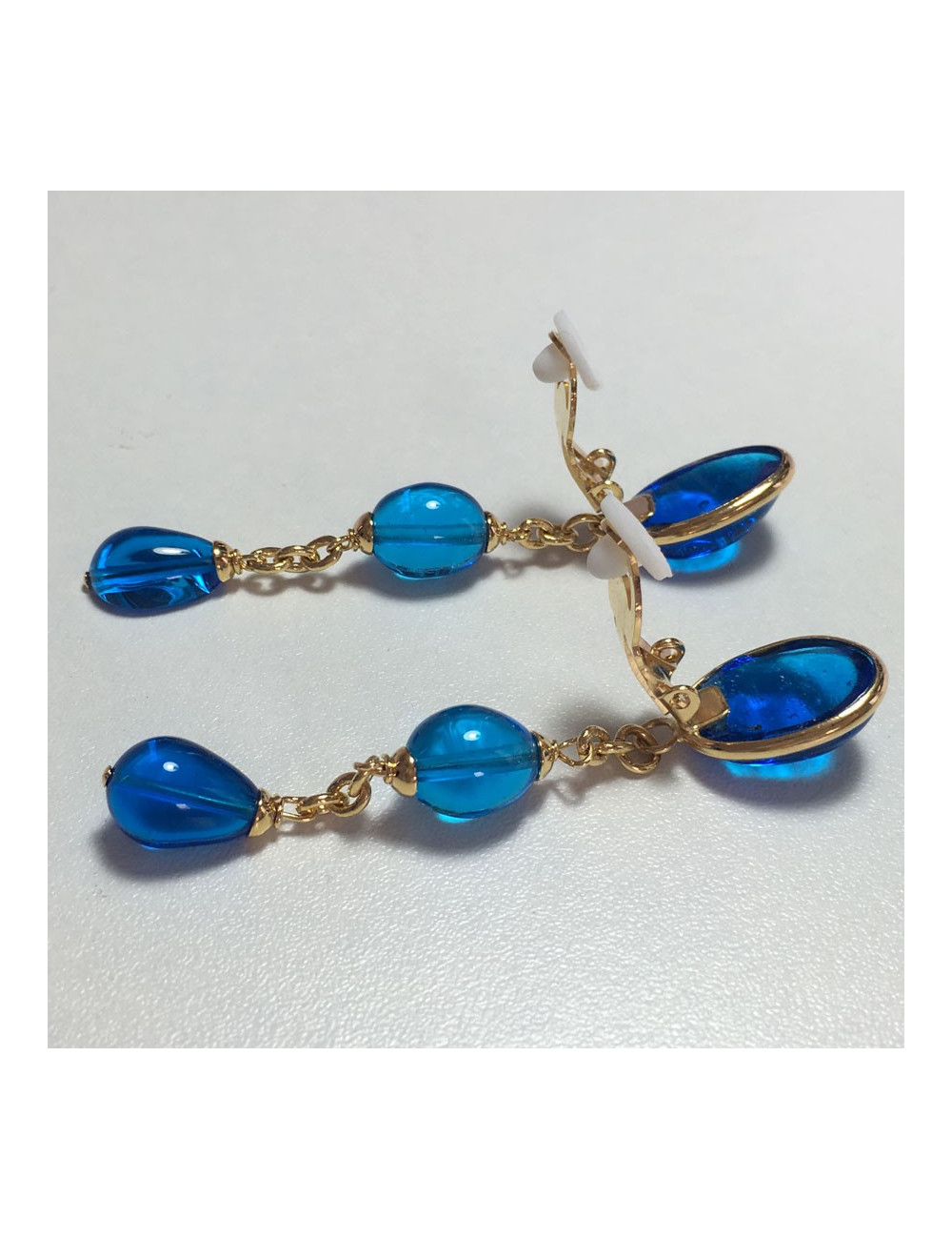 MARGUERITE de VALOIS blue molten glass clip-on earrings