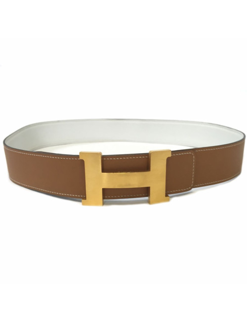 xxx Ceinture HERMES réversible gold et blanc T90