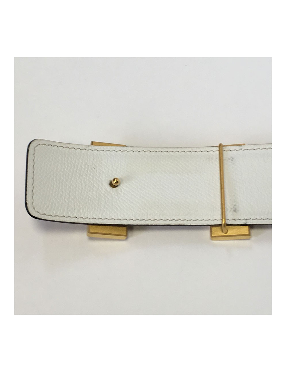 xxx Ceinture HERMES réversible gold et blanc T90