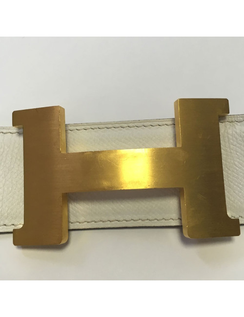 Belt HERMES reversible gold and white T90