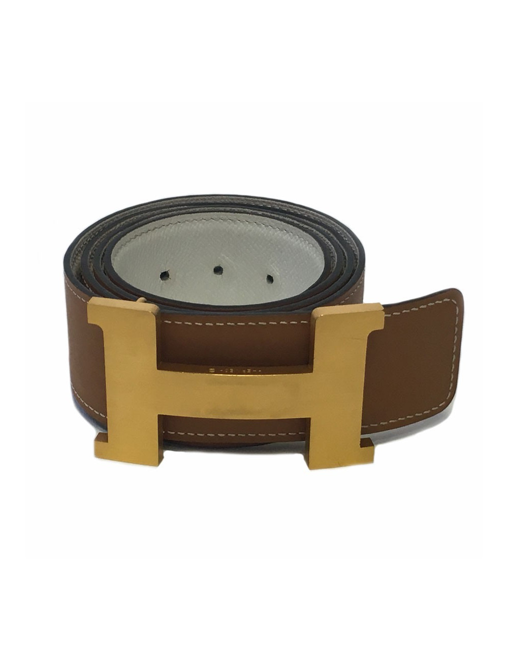 xxx Ceinture HERMES réversible gold et blanc T90