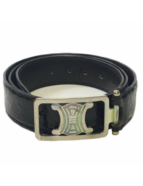 xxx Ceinture CELINE en croco marron foncé vintage