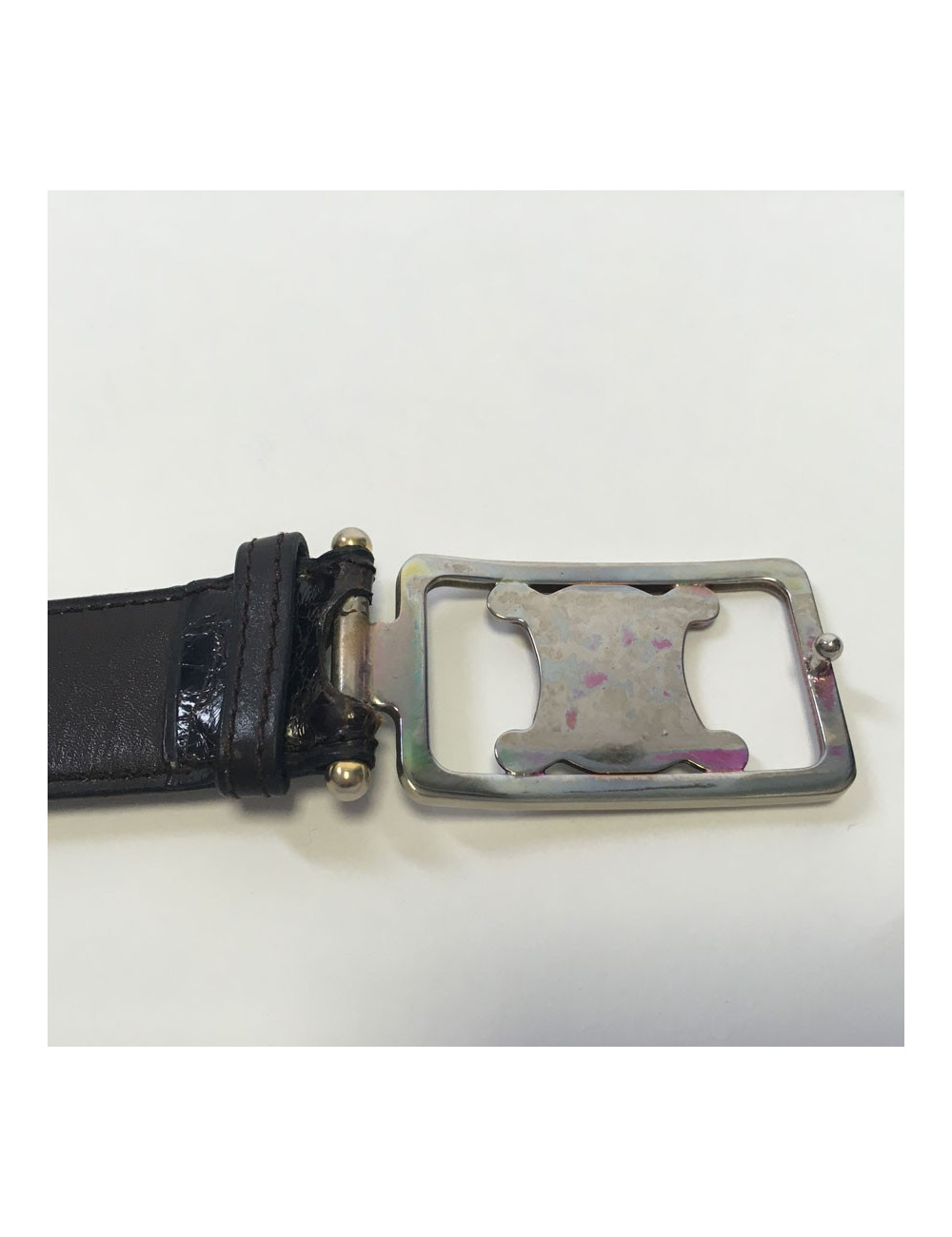 xxx Ceinture CELINE en croco marron foncé vintage