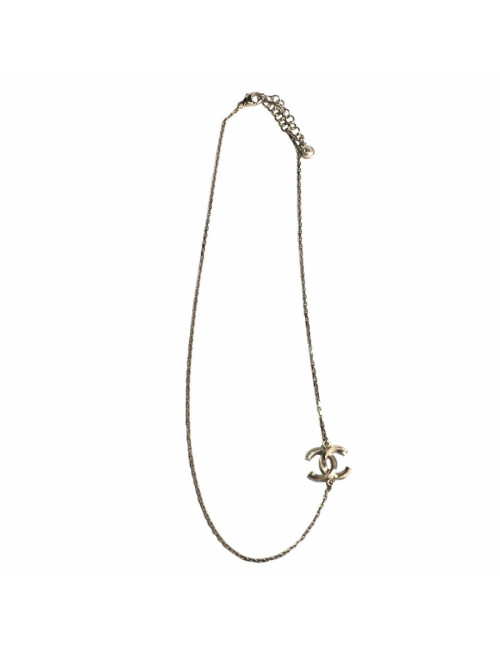 xxx Collier CHANEL CC en métal doré