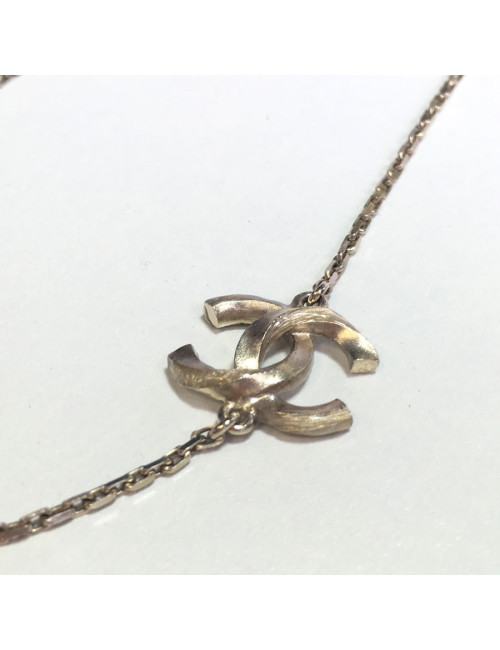 xxx Collier CHANEL CC en métal doré