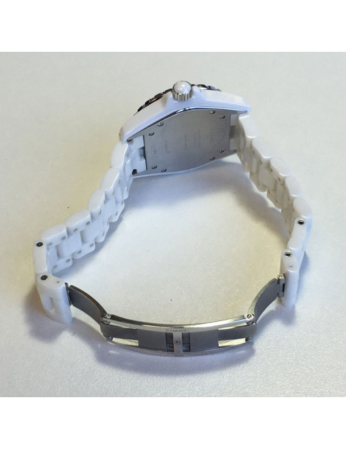 White ceramic CHANEL J12 watch and diamonds