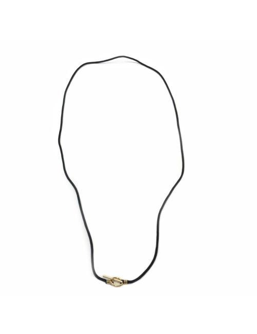 HERMES necklace in gold and black fabric cord