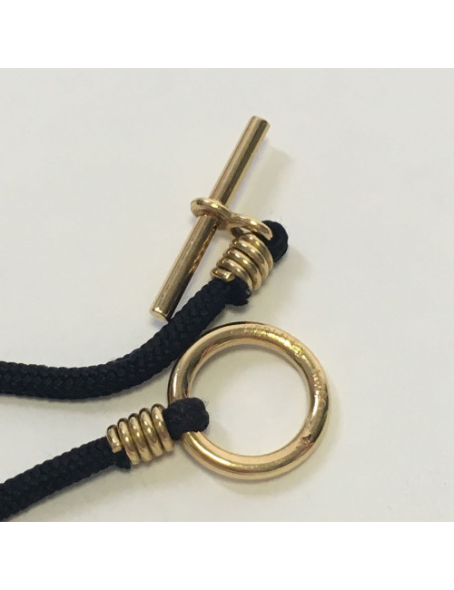 HERMES necklace in gold and black fabric cord