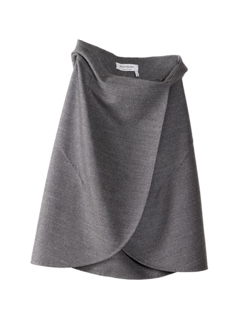 YVES SAINT LAURENT T 40 portfolio in wool skirt grey