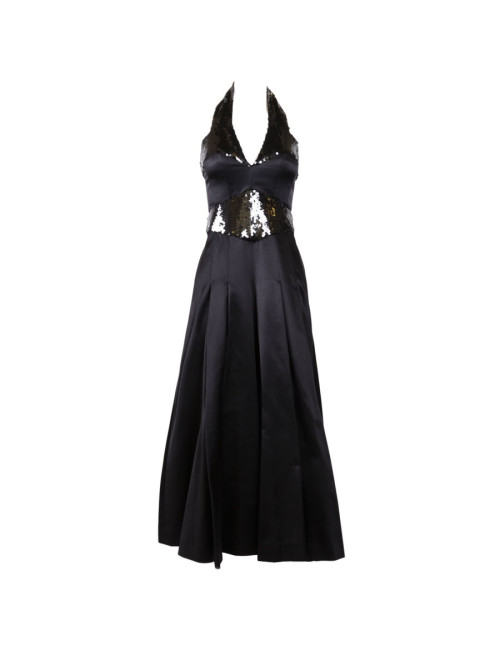 Robe du soir CHANEL t 36 noire en soie à sequins