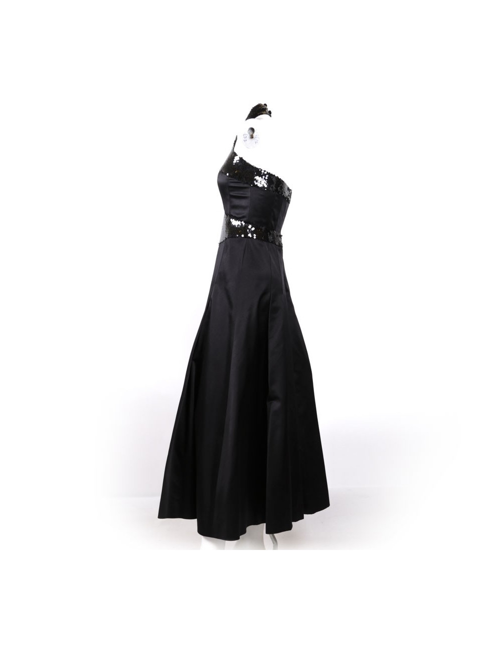 Robe du soir CHANEL t 36 noire en soie à sequins