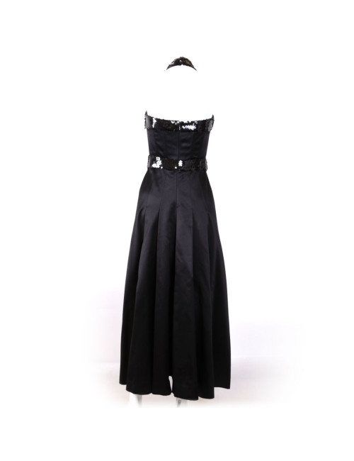 Robe du soir CHANEL t 36 noire en soie à sequins