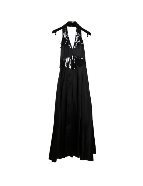 Robe du soir CHANEL t 36 noire en soie à sequins