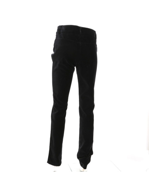 Pantalon CHANEL T 36 en velours de soie noire