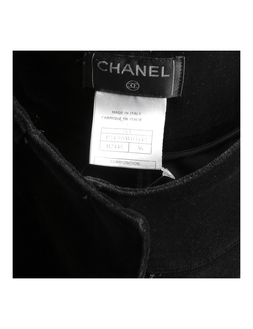 Pantalon CHANEL T 36 en velours de soie noire