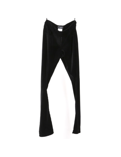 Pantalon CHANEL T 36 en velours de soie noire