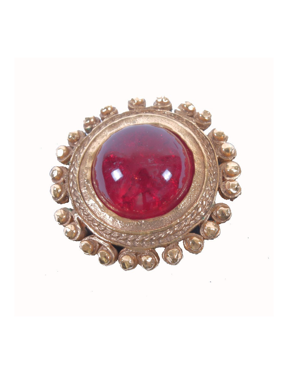 CHANEL Vintage clip-on earrings in gilded metal and ruby molten glass