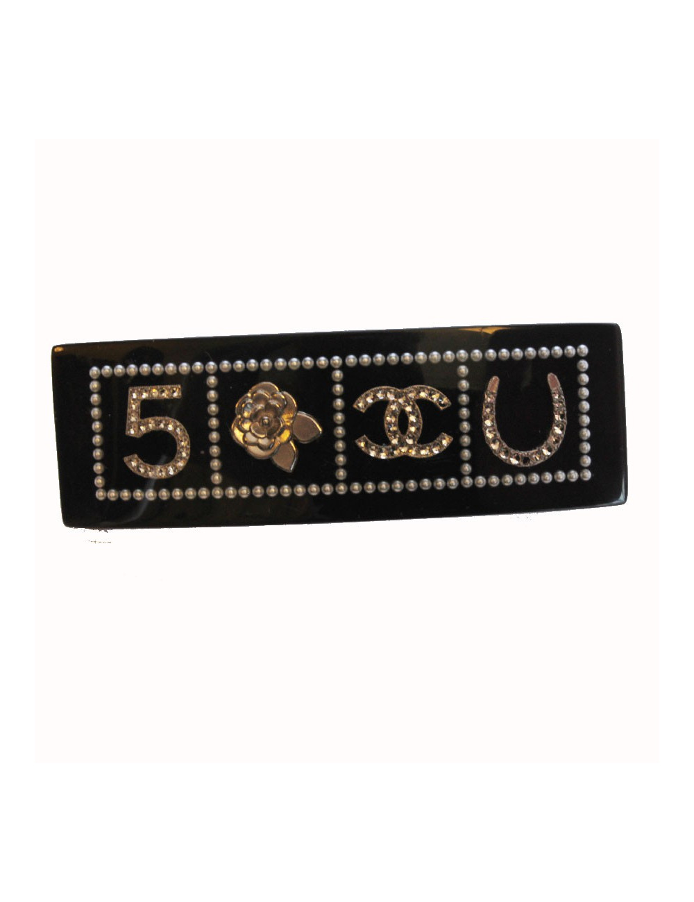 Barrette CHANEL inclusions symbols