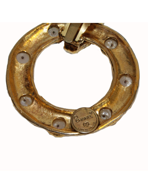 Boucles d'oreille Couture CHANEL clips pendants Vintage