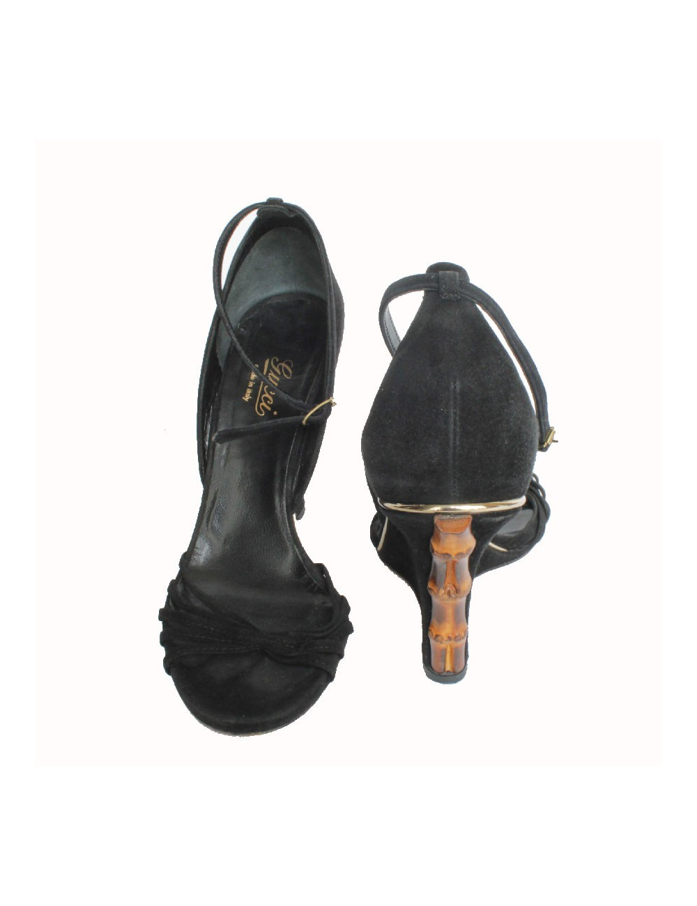 Sandales hautes compensées GUCCI veau velours noir T35,5