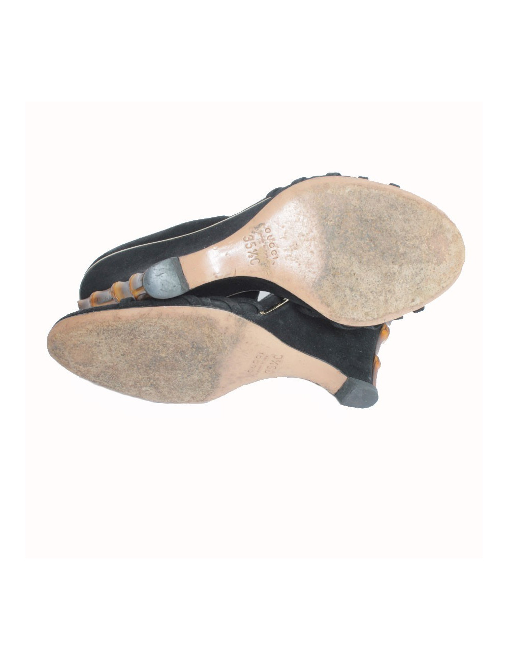 Sandales hautes compensées GUCCI veau velours noir T35,5