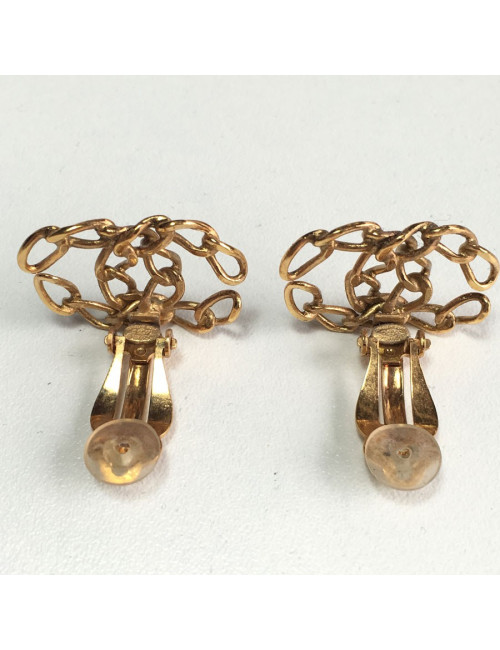 Boucles d'oreille Clips CHANEL CC en métal doré
