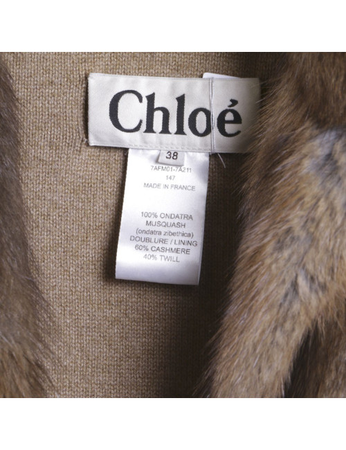 CHLOE T 38 tawny fur coat