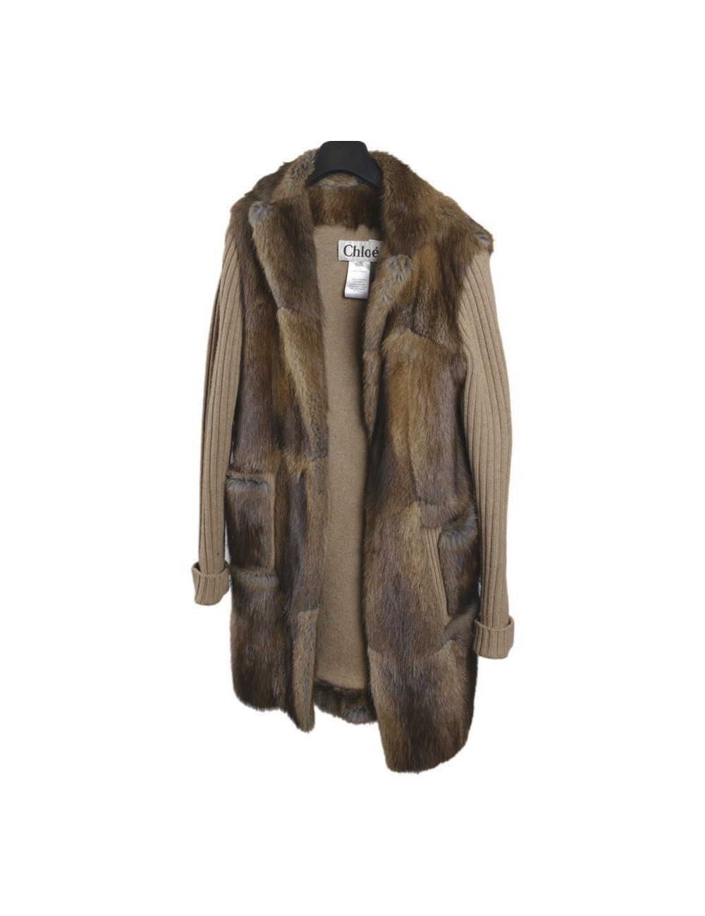 CHLOE T 38 tawny fur coat
