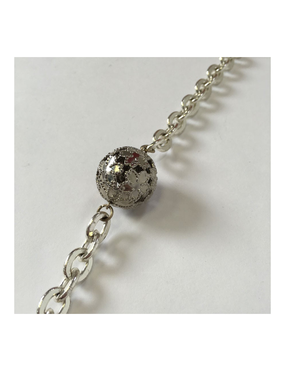 Marguerite of Valois silver chain and blue beads long necklace