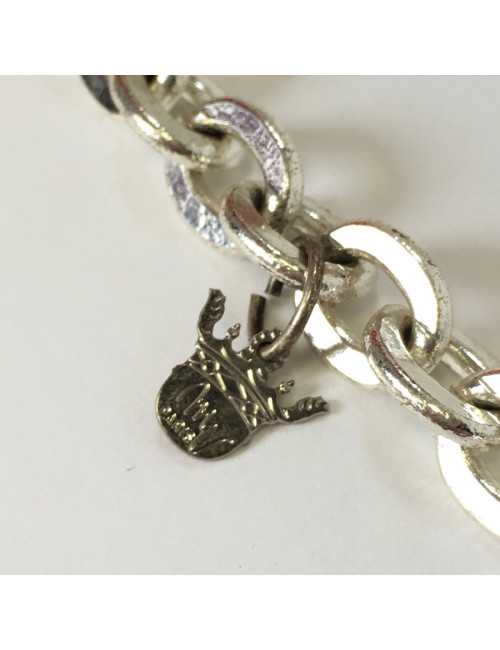 Sautoir Marguerite de Valois chaîne argentée et perles bleues