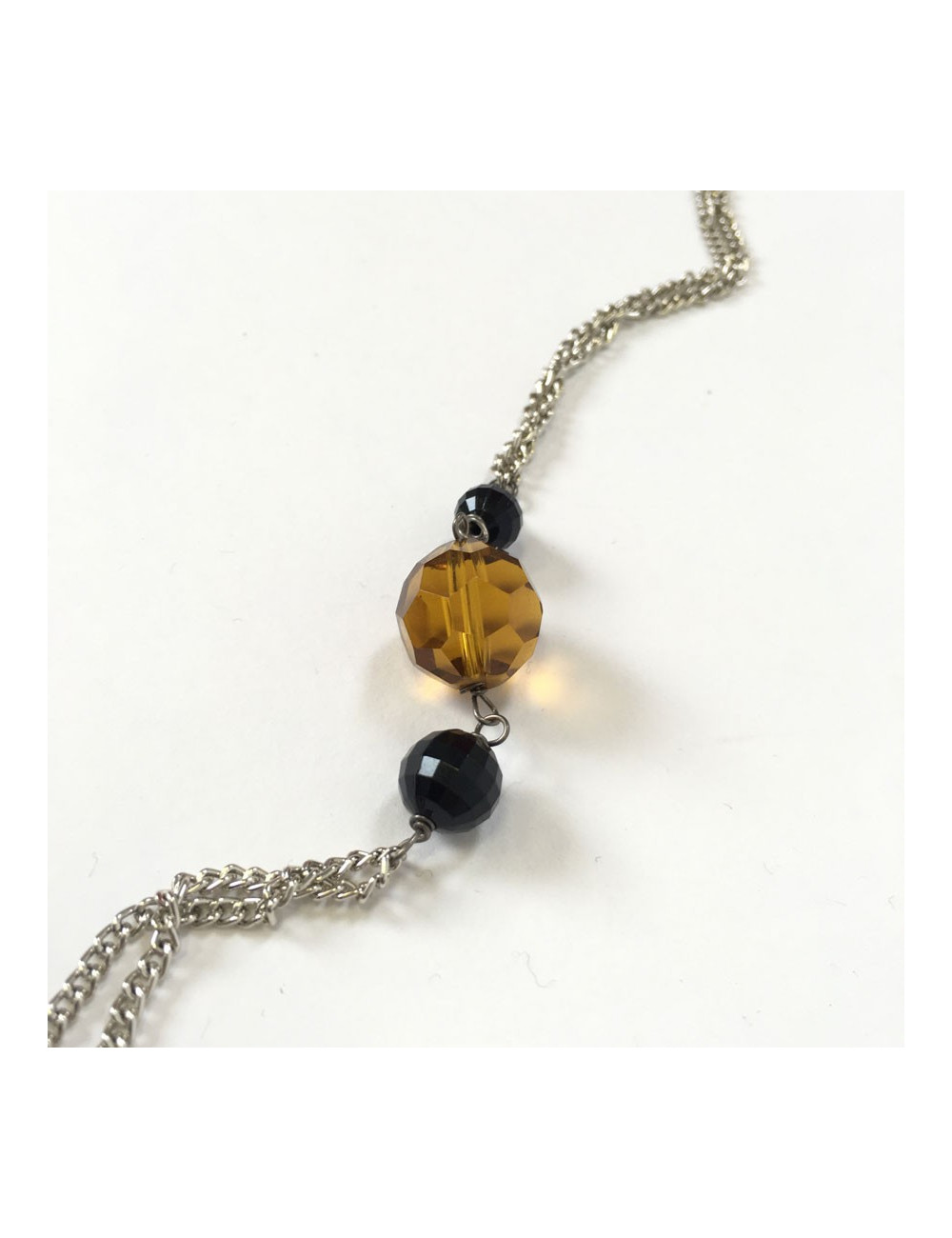 MARGUERITE de VALOIS silver chain necklace with pearly beads and faceted beads