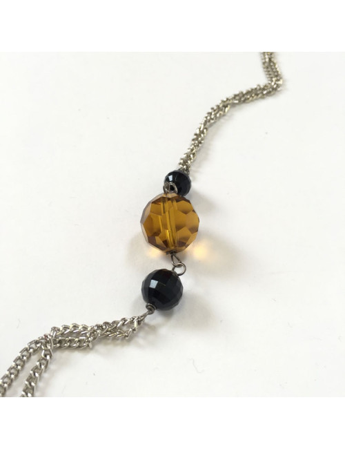 MARGUERITE de VALOIS silver chain necklace with pearly beads and faceted beads