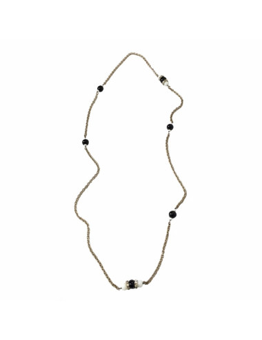 MARGUERITE of VALOIS silver chain necklace with rhinestones and black and white pearls