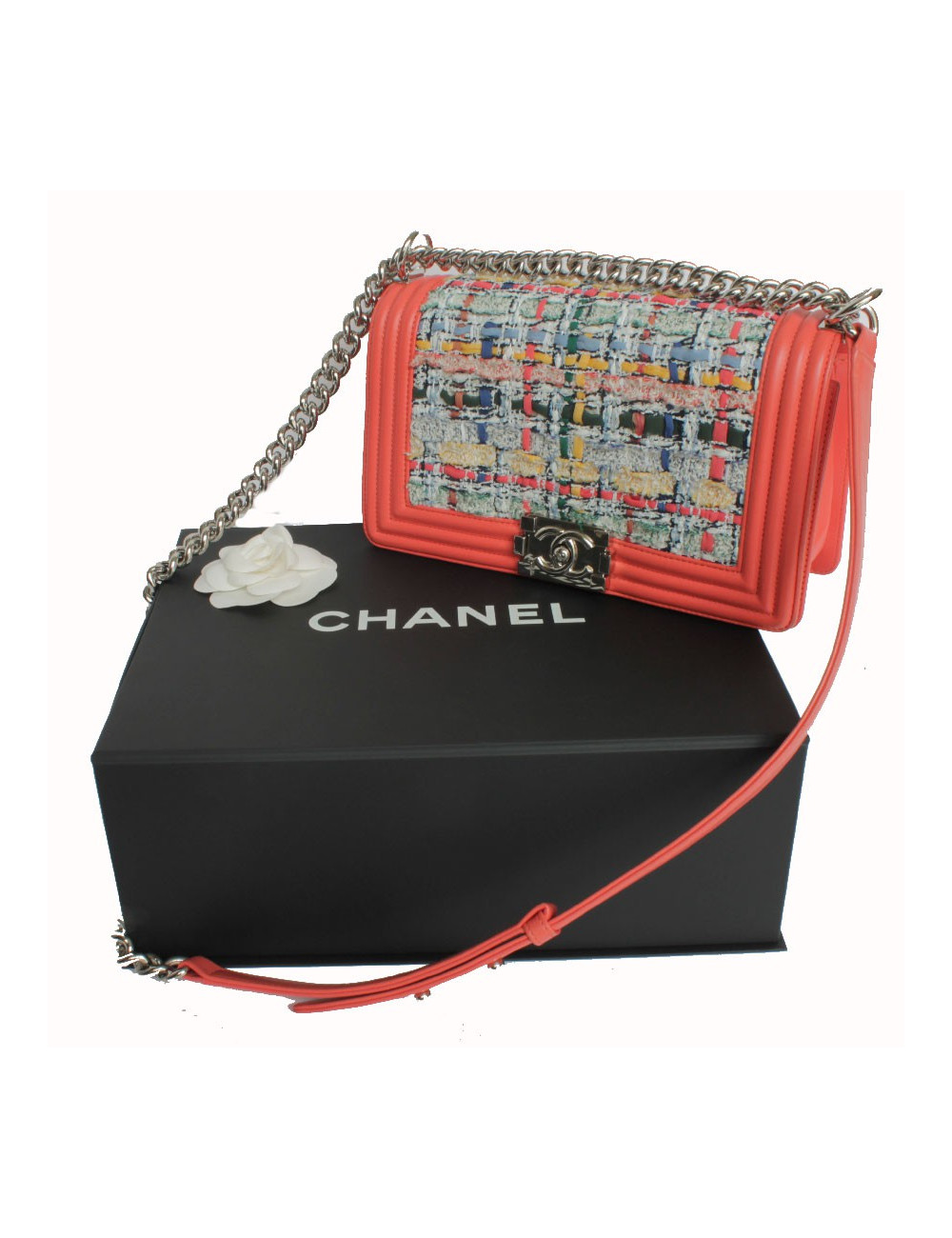 Sac Boy CHANEL tweed multicolore