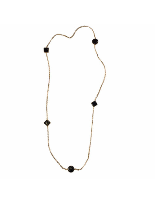 MARGUERITE of VALOIS golden chain and glass paste black necklace