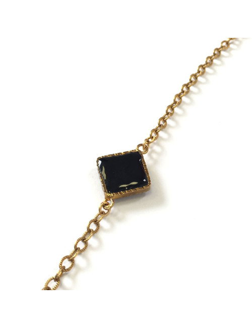 MARGUERITE of VALOIS golden chain and glass paste black necklace