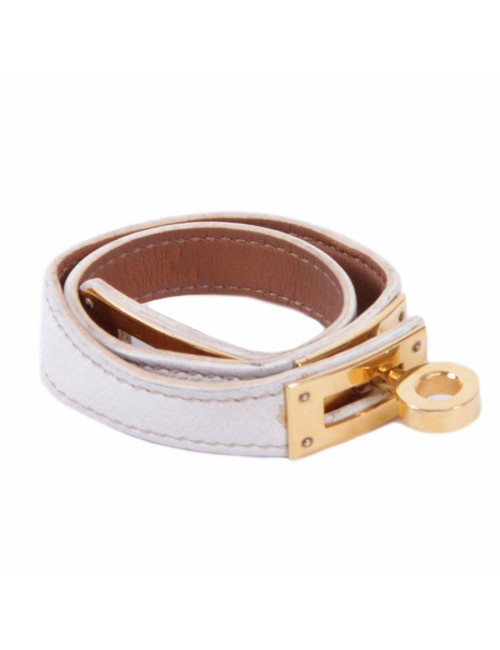 Bracelet 'Kelly double tour' cuir beige