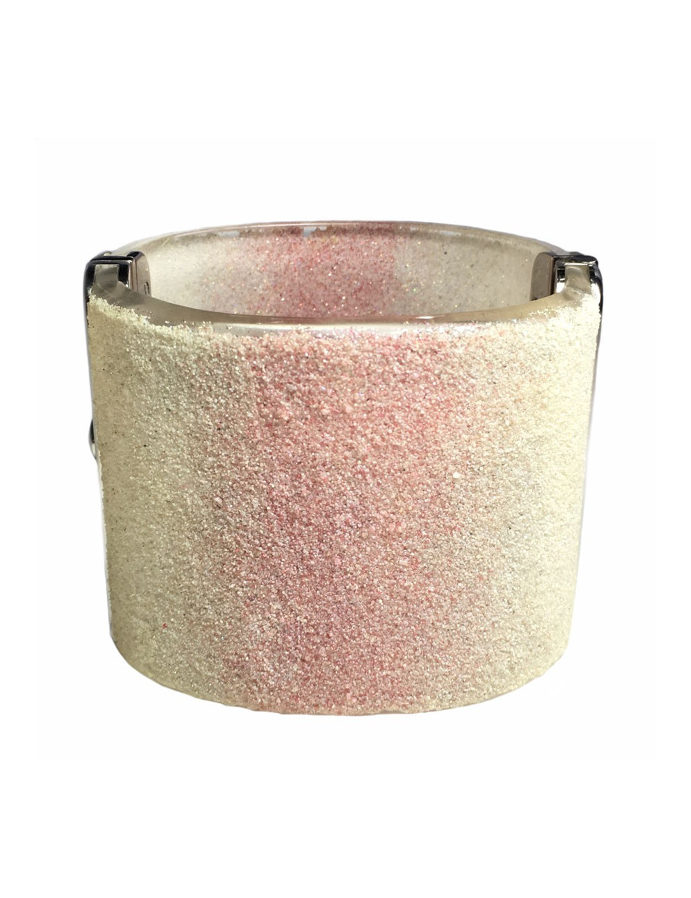 Transparent plexi glittery white and pink CHANEL cuff