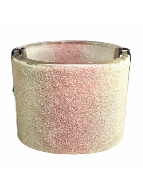 Transparent plexi glittery white and pink CHANEL cuff