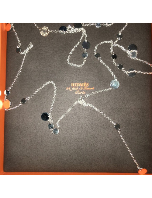 Sautoir Confettis HERMES en argent et or rose