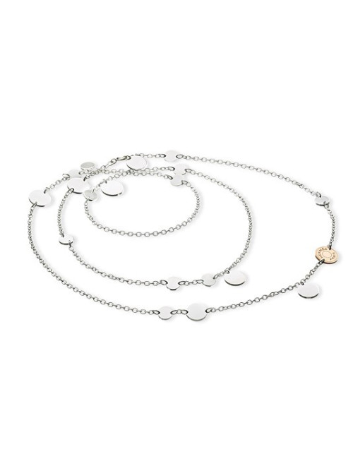 Sautoir Confettis HERMES en argent et or rose