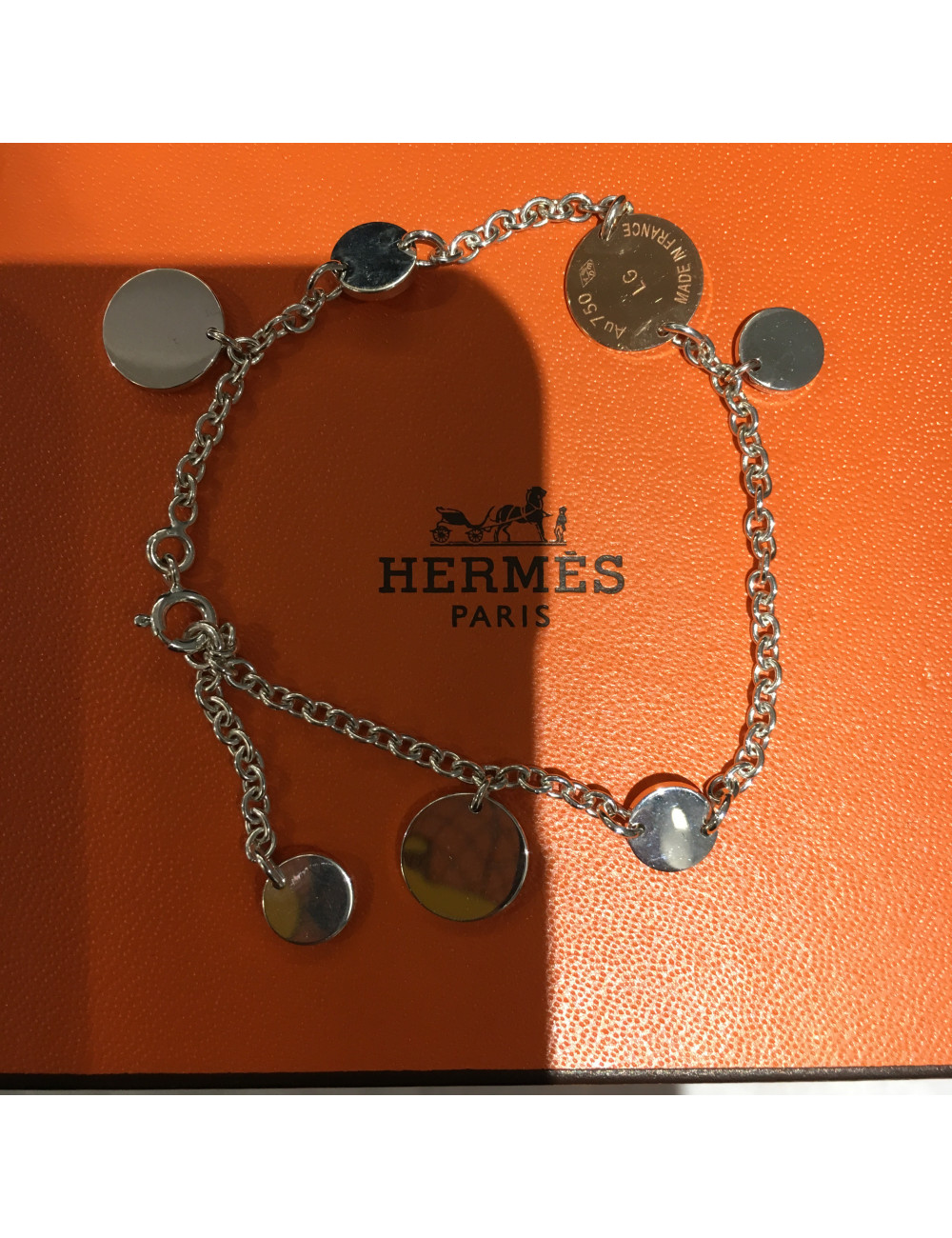 Bracelet Confettis HERMES argent et or rose