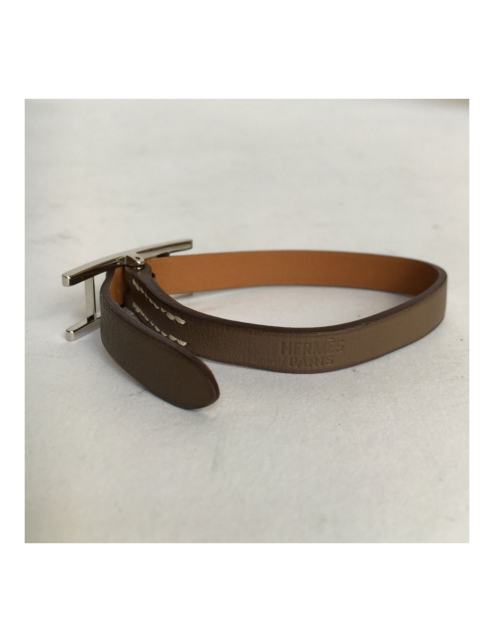 Bracelet 'Be happy' HERMES cuir étoupe